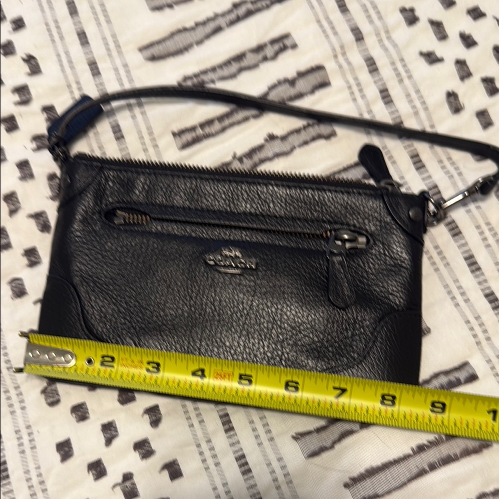 Coach Black Leather Wristlet with Zipper